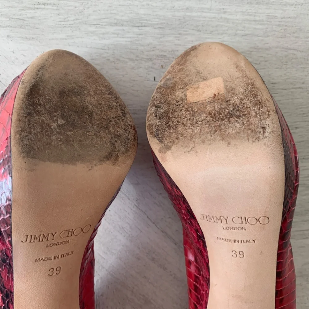 Jimmy Choo Pink/Black Snakeprint Platform Pumps sz 39